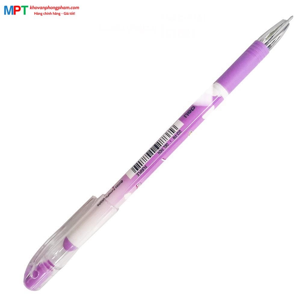 Hộp 12 Bút gel Deli Super Wings G12-PR nét 0.5mm màu tím - Tặng 1 lọ hồ khô
