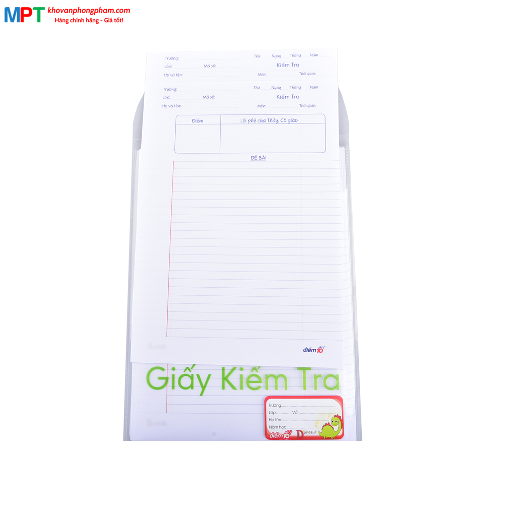 Giấy kiểm tra Thiên Long Điểm 10 TP-GKT015 kẻ ngang - Túi 20 tờ đôi và 6 tờ đơn