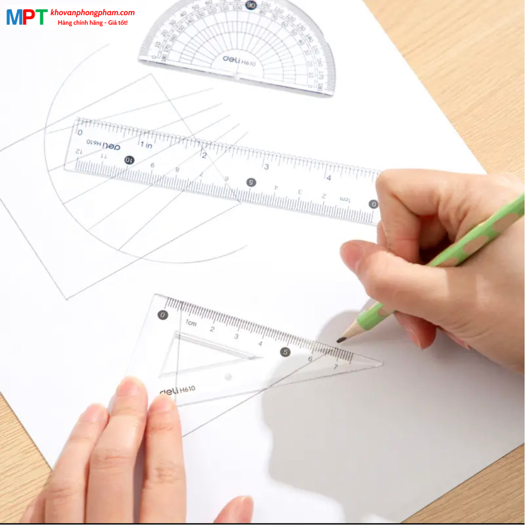 [Sơn Tùng M-TP Collection] Bộ Compa, eke Deli H610 chì bấm - Tặng 1 bút chì cao cấp