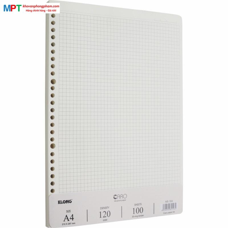 Ruột sổ còng Caro khổ A4 KLong 556 - 100 tờ, ĐL120gsm