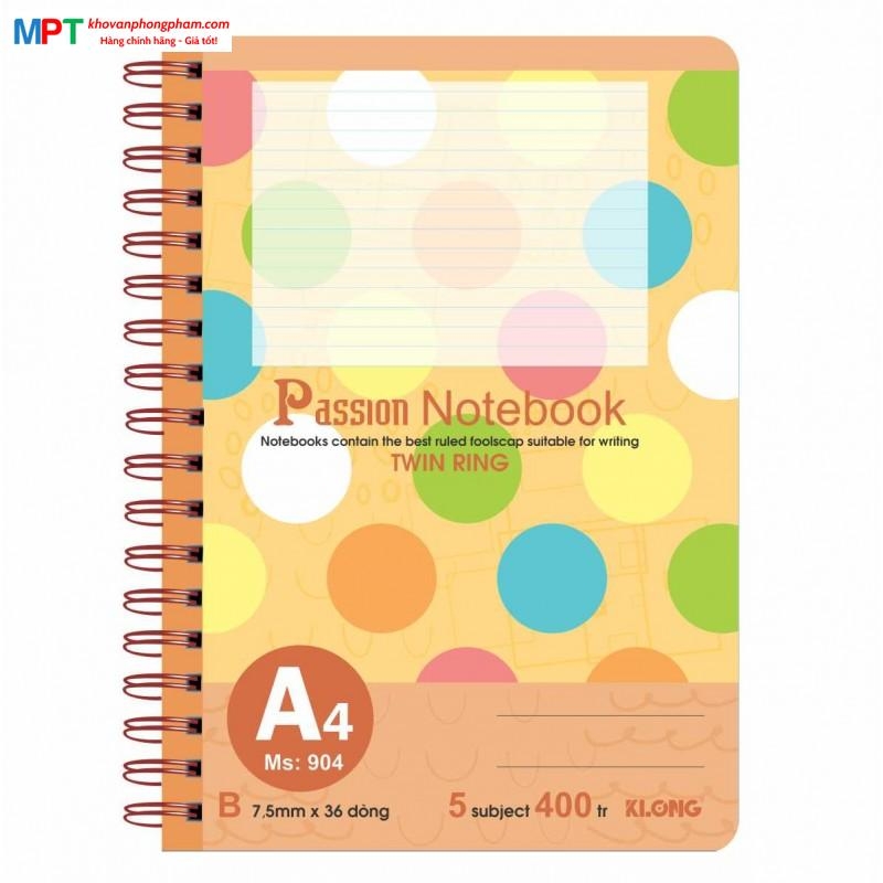 Sổ lò xo Klong kép bìa nhựa A4 400 trang Ms904
