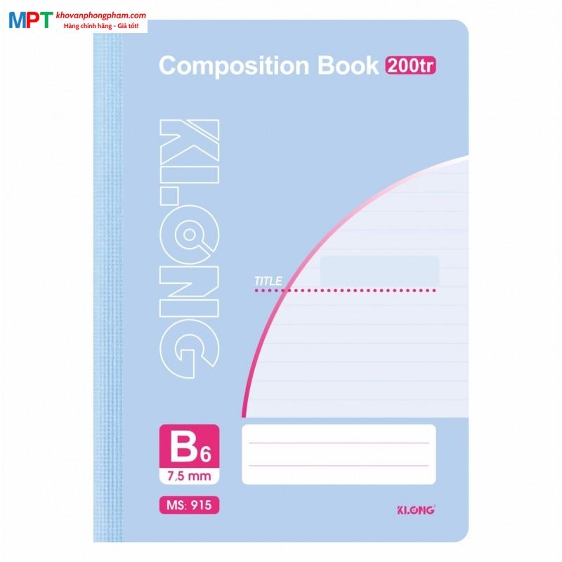 Sổ may dán gáy khổ B6 Klong 200 trang 915 - Định lượng 70gsm - Kích thước: 125x175mm