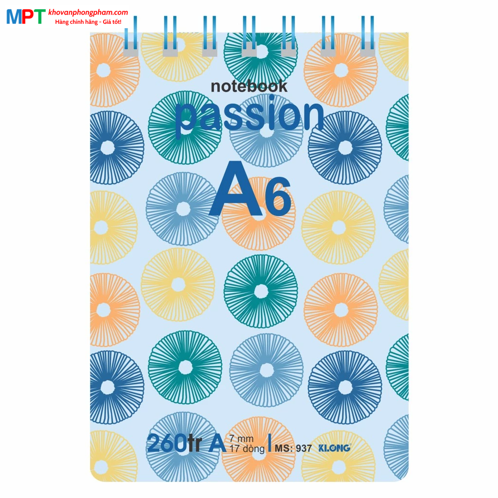 Sổ lò xo KLONG kép ngang khổ A6 260 trang 937 - Định lượng 70gsm - Kích thước 105x148mm
