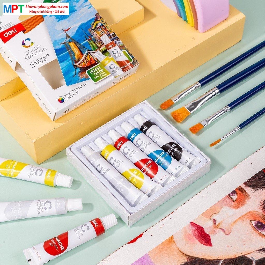 Màu nước Gouache dạng tuýp 5 màu Deli C11-5