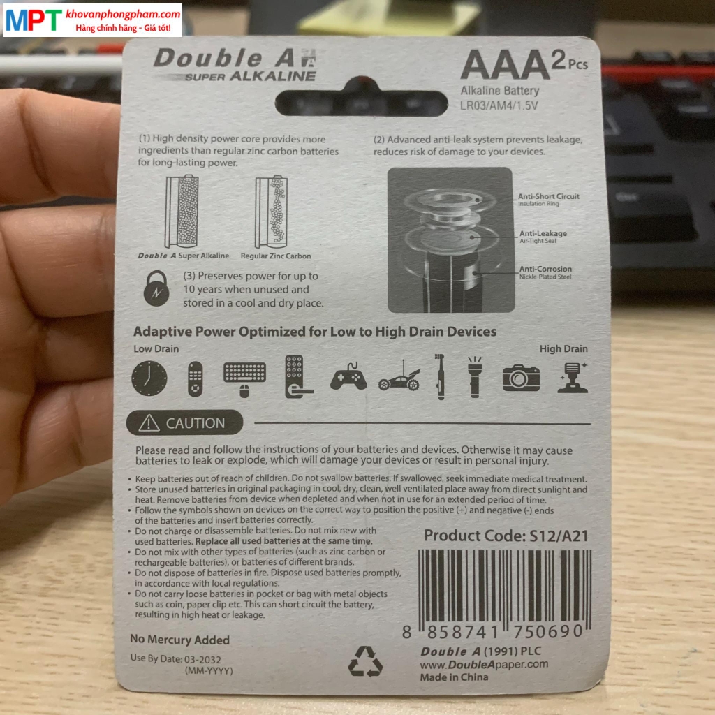 [GIÁ RẺ] Vỉ 2 viên pin AAA Double A Super Alkaline