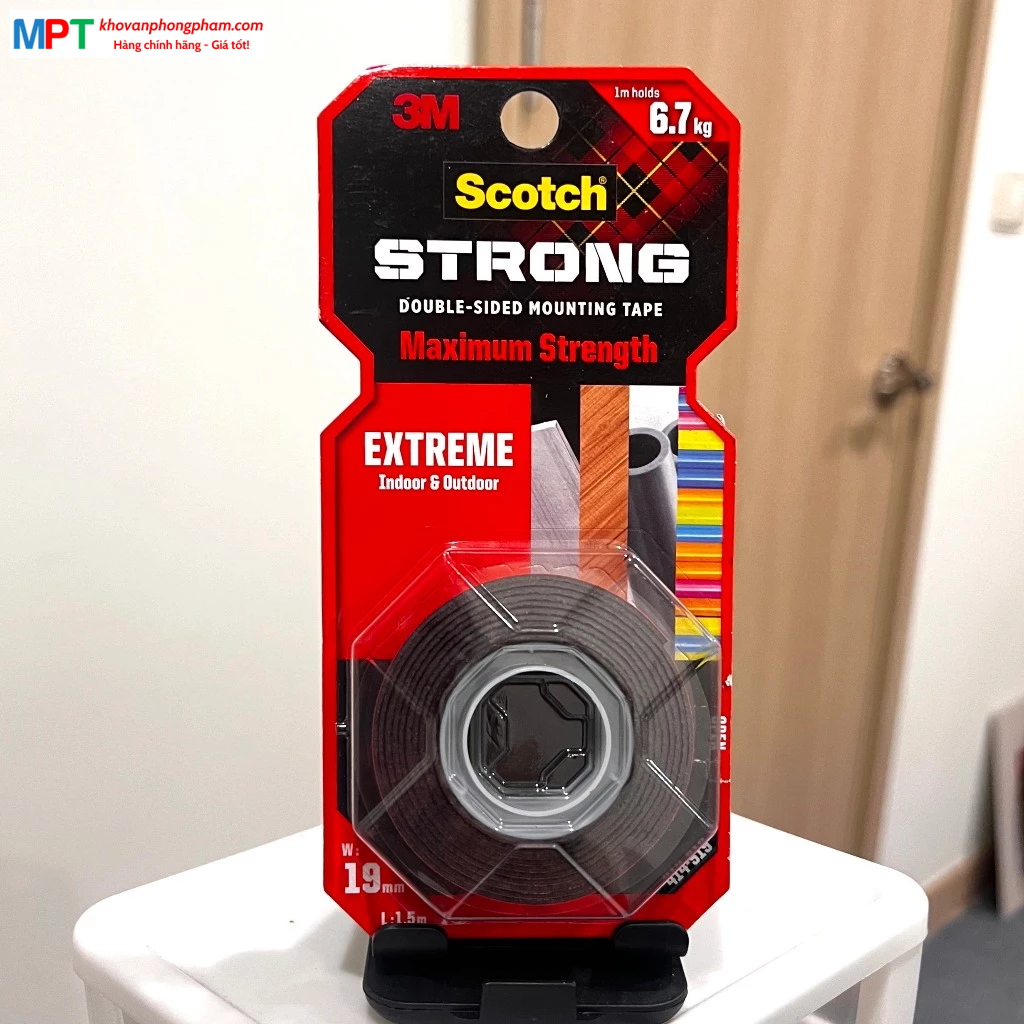 Băng dính hai mặt siêu chịu lực 3M SCOTCH 414-S19 - Kích thước: 19mm x 1.5m, chịu trọng tải 6,7kg - Nhập khẩu bởi 3M Việt Nam