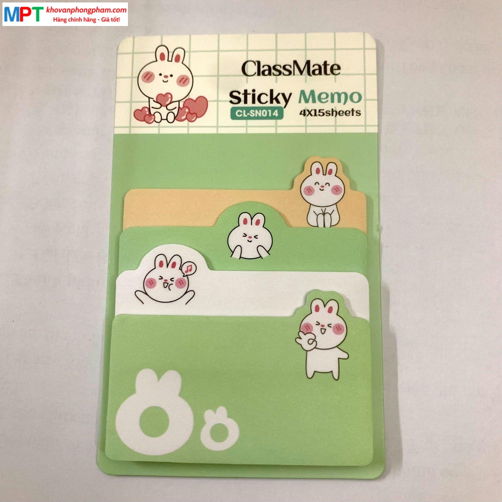 Giấy note ghi chú Classmate Sticky Memo CL-SN014 - hình thỏ dễ thương, chia 4 kích thước/tập