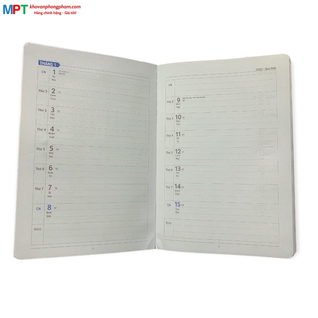 Sổ lịch Agenda 2025 Hải Tiến 228 trang 4542 - KT: 165x240mm - Định lượng 80gsm - khuy bấm nam châm