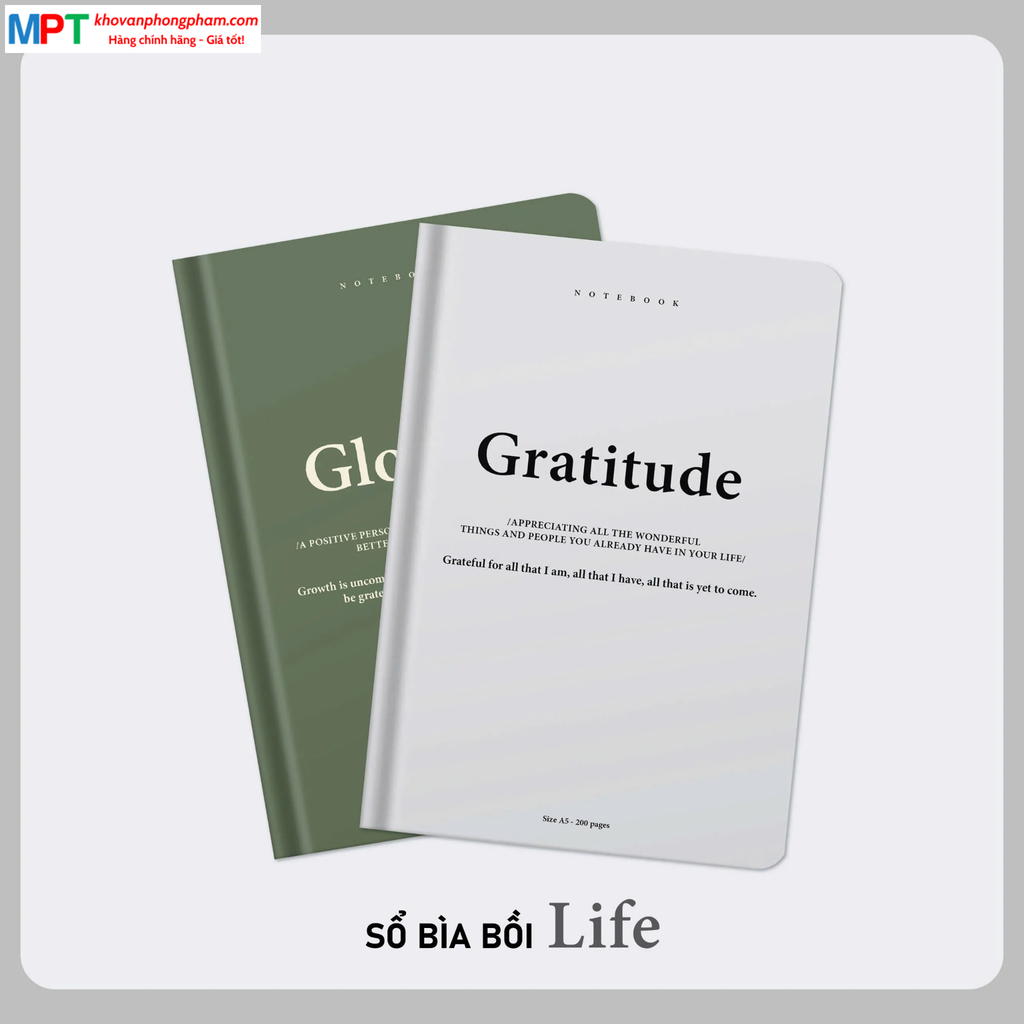 Sổ bìa bồi LIFE 6 - 160 trang 8618 - Kích thước 150 x 210mm - Định lượng 100gsm, kẻ caro