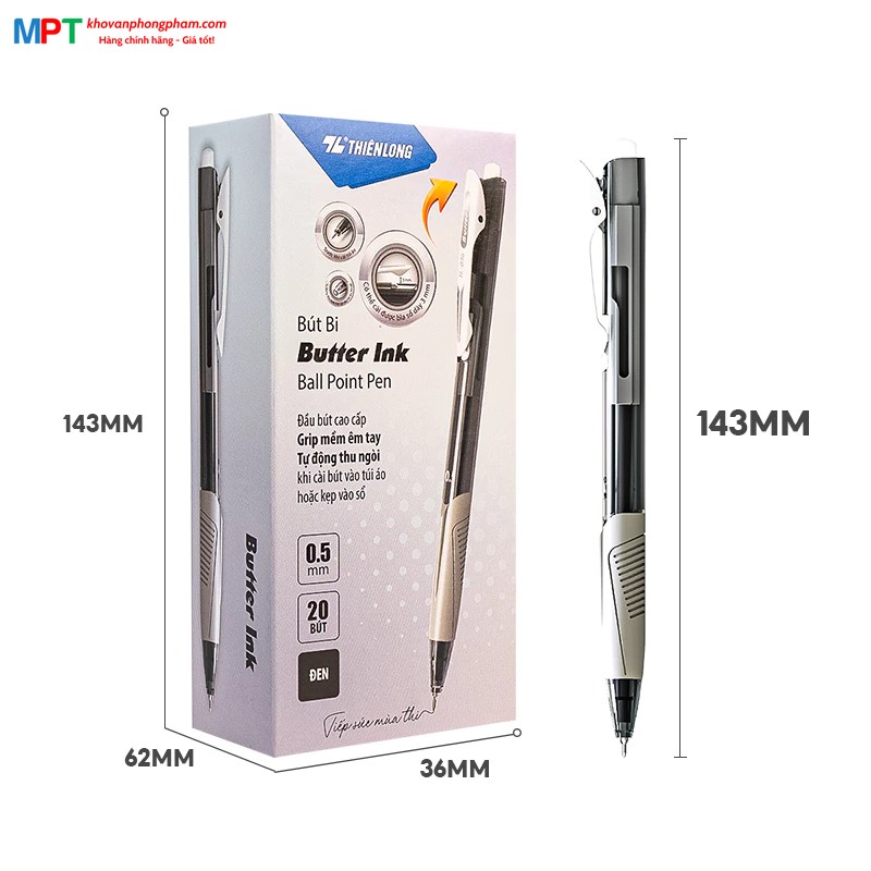 Bút bi Thiên Long TL-095 ngòi 0.5mm - Bút bi Butter Ink