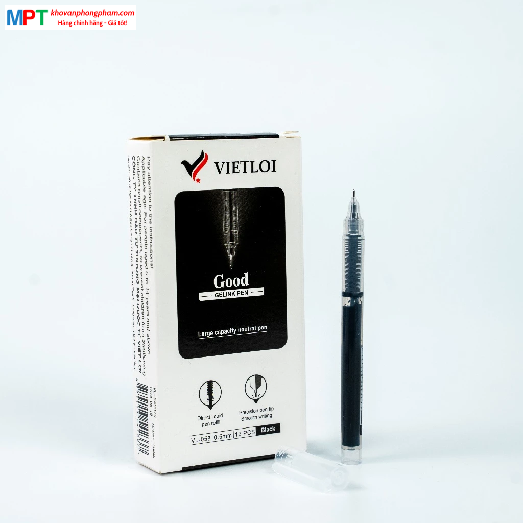Bút Gel Việt Lợi VL-058 ngòi 0.5mm - mực ra đều, nhanh khô, nét êm trơn