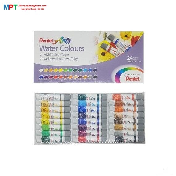 [CHÍNH HÃNG] Màu nước Pentel 24 màu Pentel WFRS-24 (Tuýp 5ml)