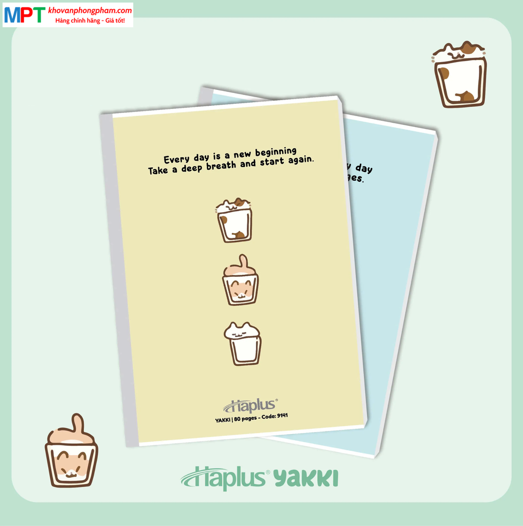 Vở kẻ ngang Haplus 80 trang YAKKI 9141 - Định lượng 60gsm, giấy chống lóa - Mua 10 quyển tặng 1 bút bi