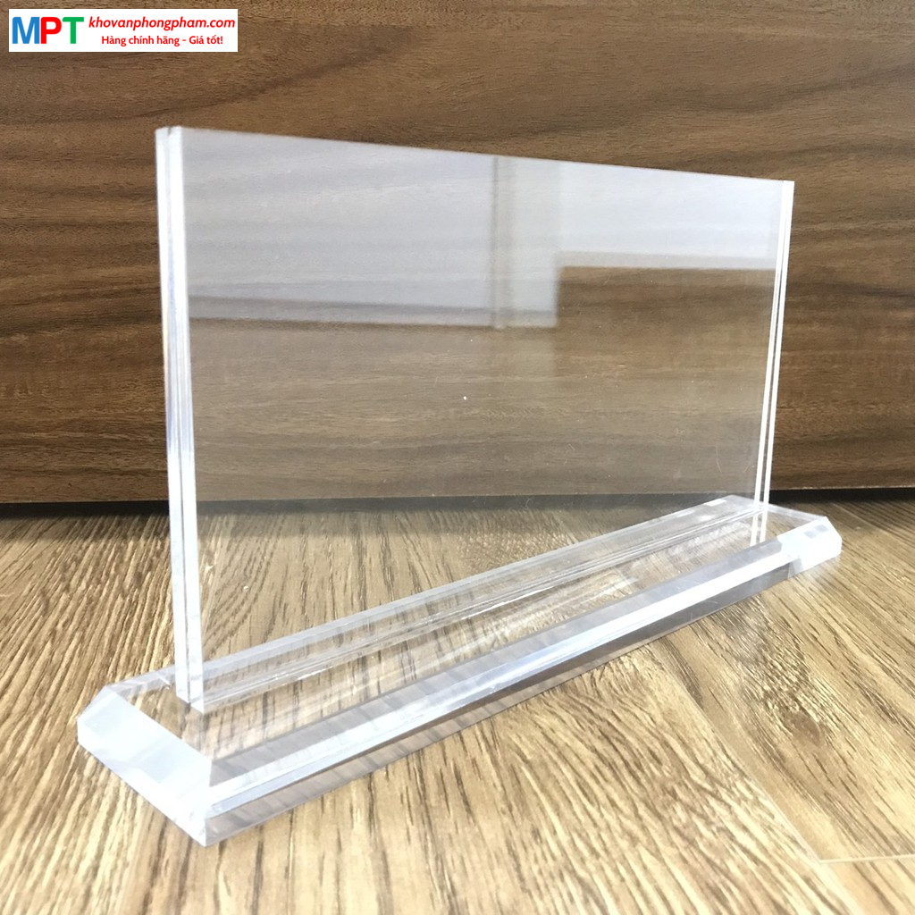Biển chức danh mica trong suốt kích thước: 8x15cm - Đế dày 2cm