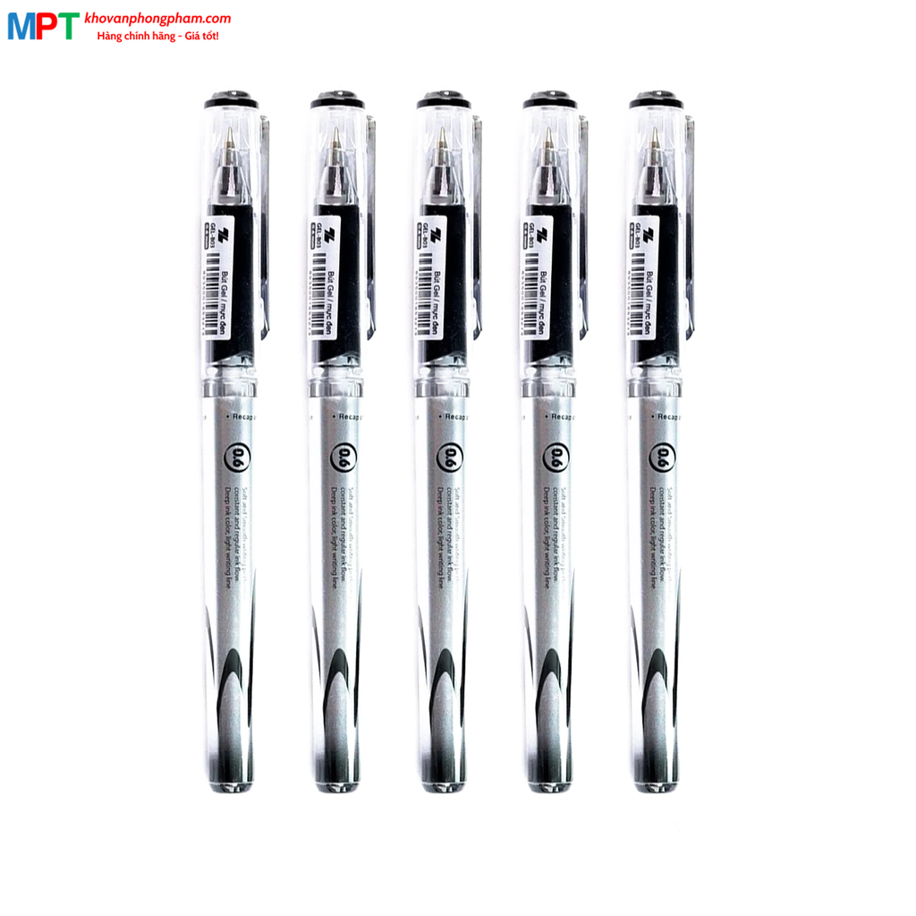 Combo 5 Bút Gel Thiên Long Hi.Master GEL-B03 nét 0.6mm - Mực đen