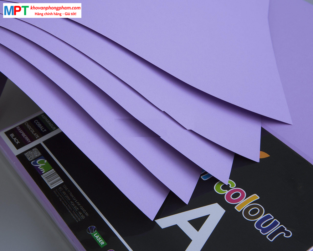 Bìa màu A4 MÀU TÍM KHOAI MÔN - Định lượng 160gsm - 100 tờ/tập