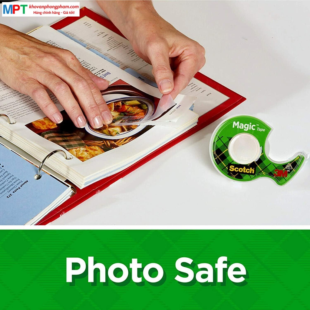 Băng dính kỳ diệu 3M Scotch 19mm x 7.62m Cat.105, trong suốt, bám dính tốt, viết lên được