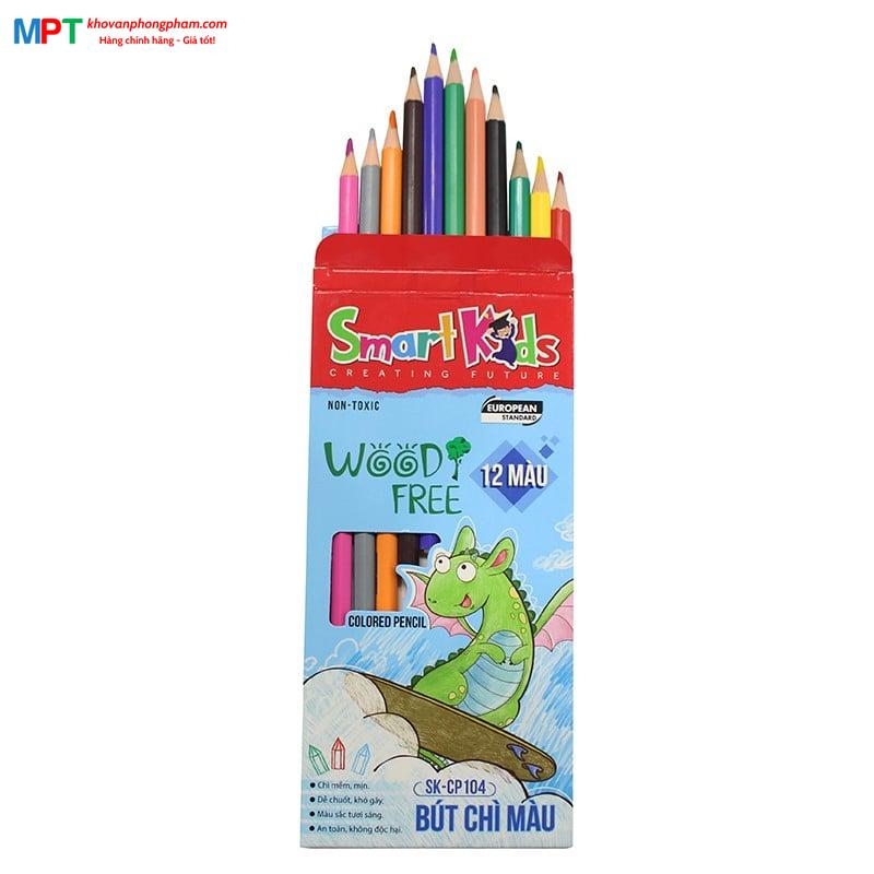 [TẶNG TẨY CHÌ THIÊN LONG] Bút chì màu 12 màu Smartkids SK-CP104