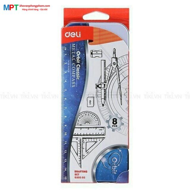 Bộ compa, thước kẻ Deli G30505 - 8 món