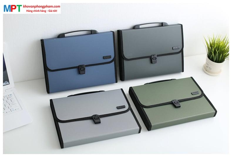Cặp tài liệu 12 ngăn Deli 5556 - Tặng túi clear cao cấp Double A