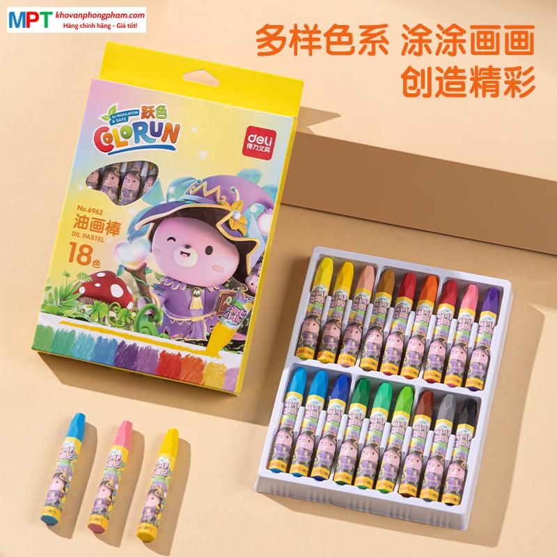 Bút sáp màu dầu 18 màu Deli 6962 (Sáp dầu)