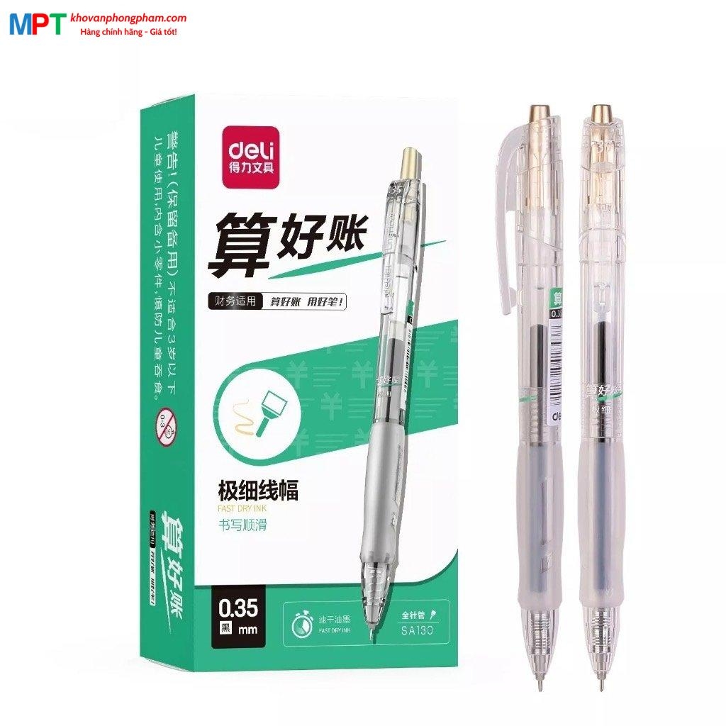 [MUA 10 TẶNG BÚT CHÌ] Bút gel Deli SA130 ngòi 0.35mm - Mực đen, đều mực, ngòi nhỏ