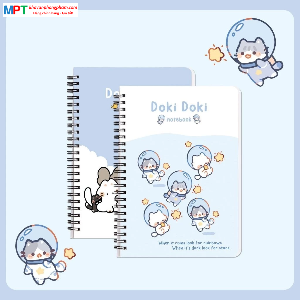 Sổ lò xo  Hải Tiến A5 300 trang DOKI DOKI 8557 - Kích thước 150 x 210 mm, Định lượng 70gsm