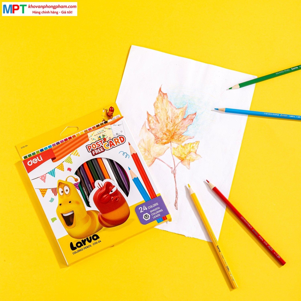 Bút chì màu 24 màu Larva Deli EC115-24