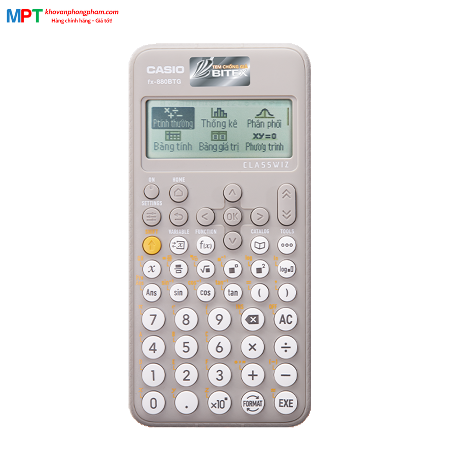 Máy tính CASIO FX-880BTG màu xám - Tặng 1 hộp bút DoubleA và 1 bút Nhật trị giá 65K