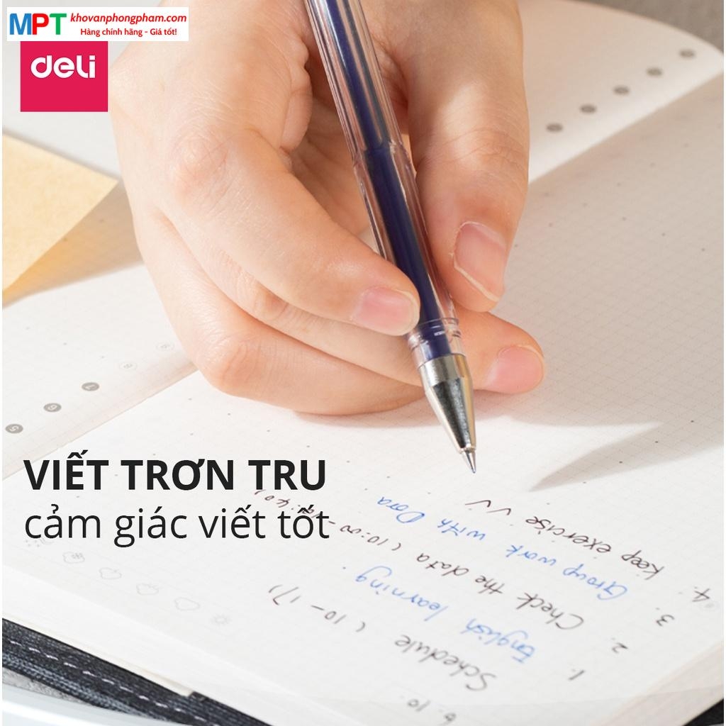 Bút gel Deli EG65-BL ngòi 0.5mm - Mực xanh, thiết kế đậy nắp, mực ra đều