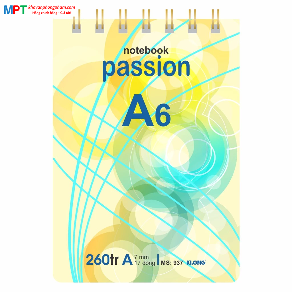 Sổ lò xo KLONG kép ngang khổ A6 260 trang 937 - Định lượng 70gsm - Kích thước 105x148mm