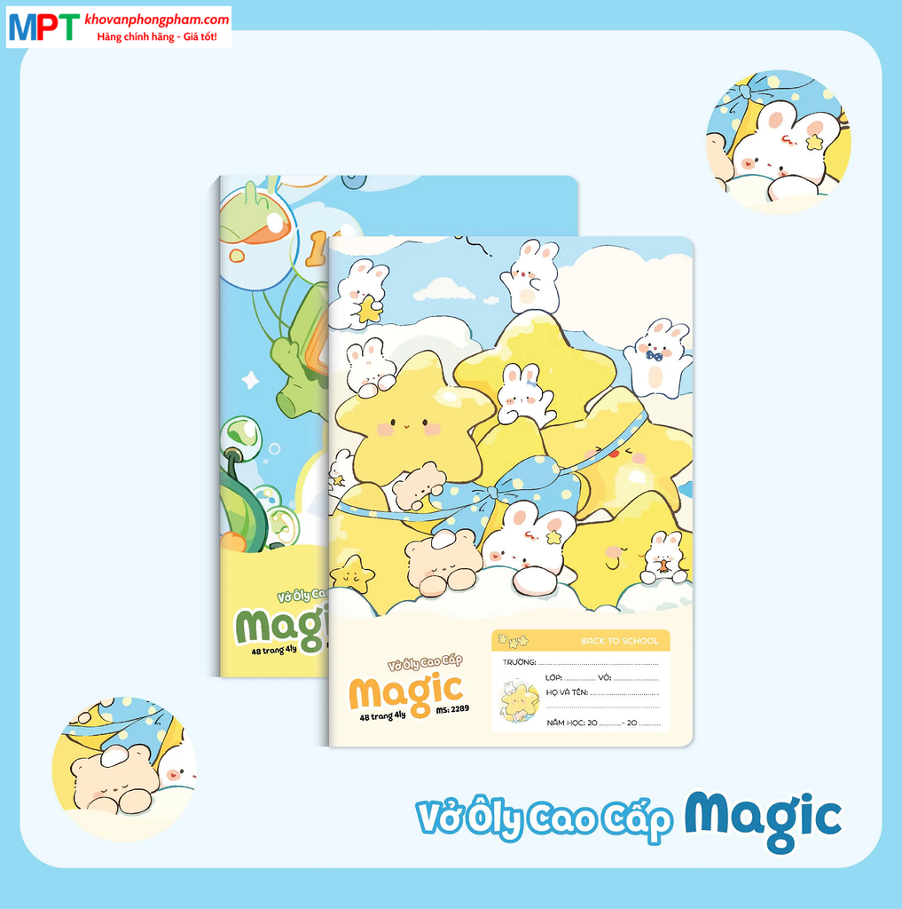 Vở 4 ôly MAGIC 48 trang Hải Tiến 2289 - Định lượng 100gsm - Mua 10 quyển tặng 1 bút chì