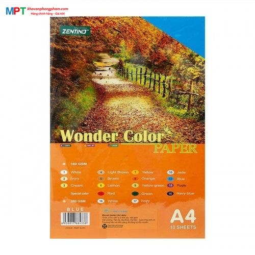 Bìa Ganh Zentino A4 10 Tờ ĐL180gsm - Màu BLUE