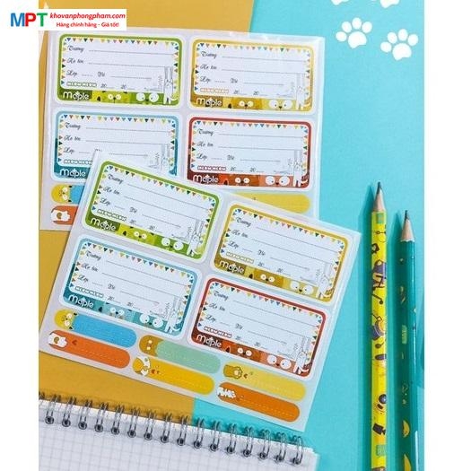 Nhãn vở Maple MEOW 5434 - 16 nhãn/túi, kèm tem phụ - Kích thước: 7x4cm