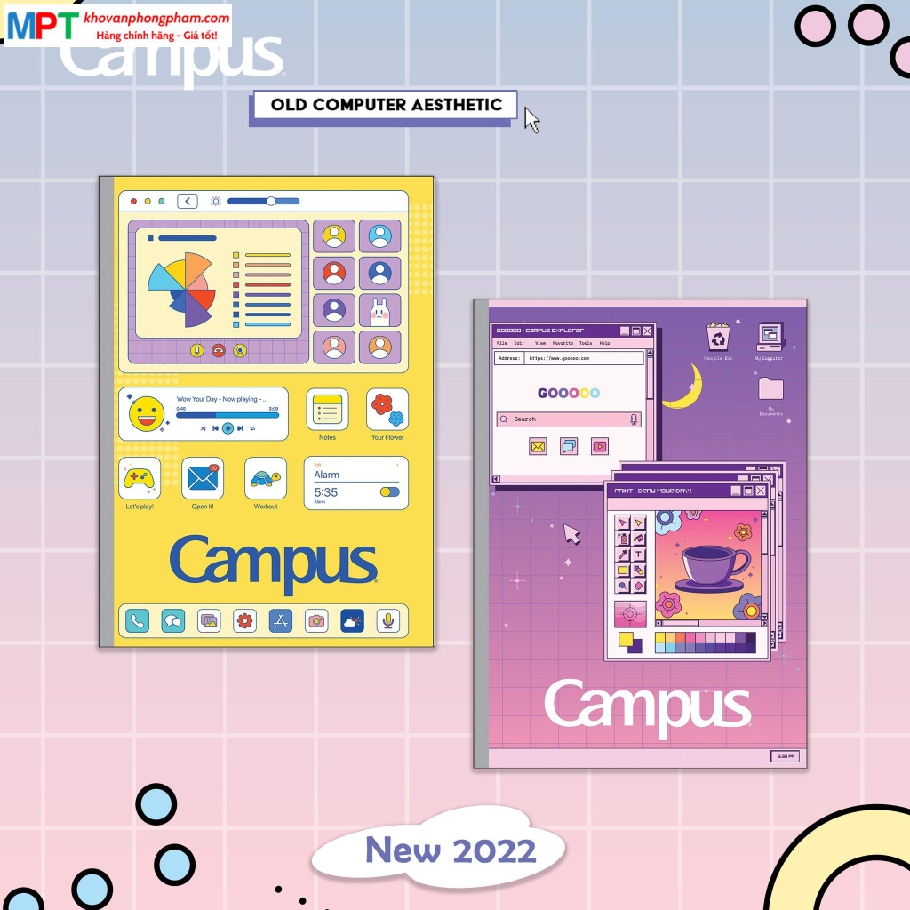 [MẪU MỚI 2022] Vở Campus PC OLD 80 trang kẻ ngang có chấm - Mua 10 quyển tặng 1 bút bi