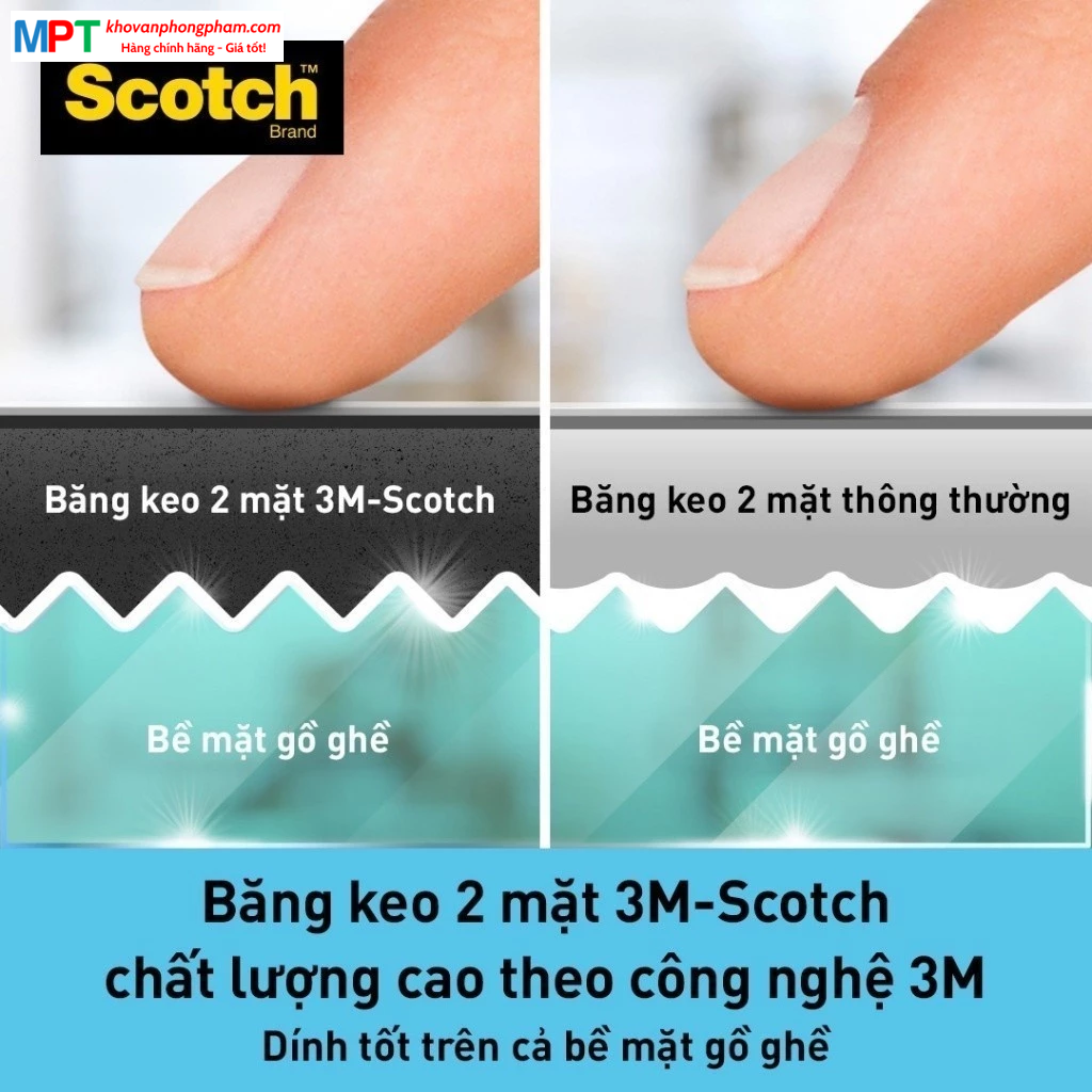 Băng dính hai mặt chịu lực trong suốt 3M SCOTCH 410-S19 - Kích thước: 19mm x 1.5m - chịu trọng tải 3,3kg - Nhập khẩu bởi 3M Việt Nam