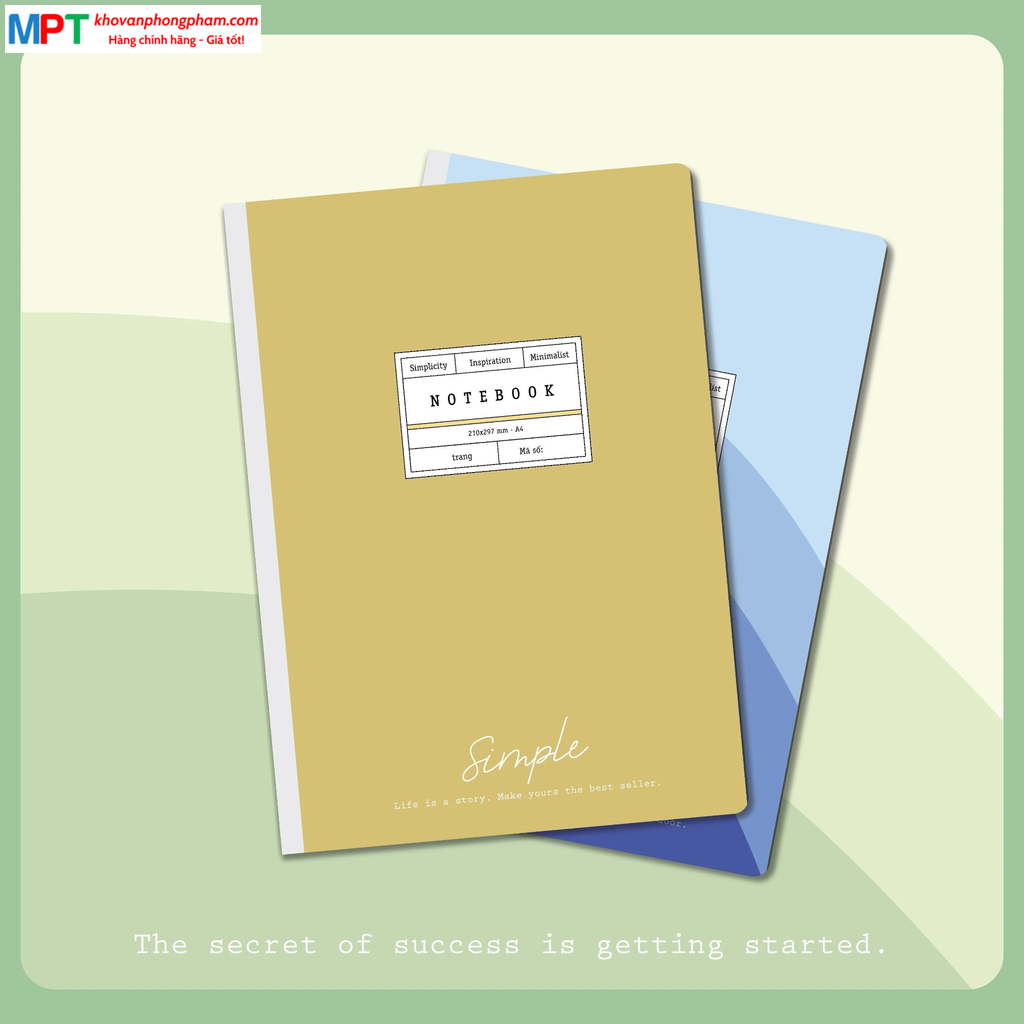 Sổ may gáy bìa bồi A4 Hải Tiến 300 trang Simple 3255 - Định lượng 70gsm