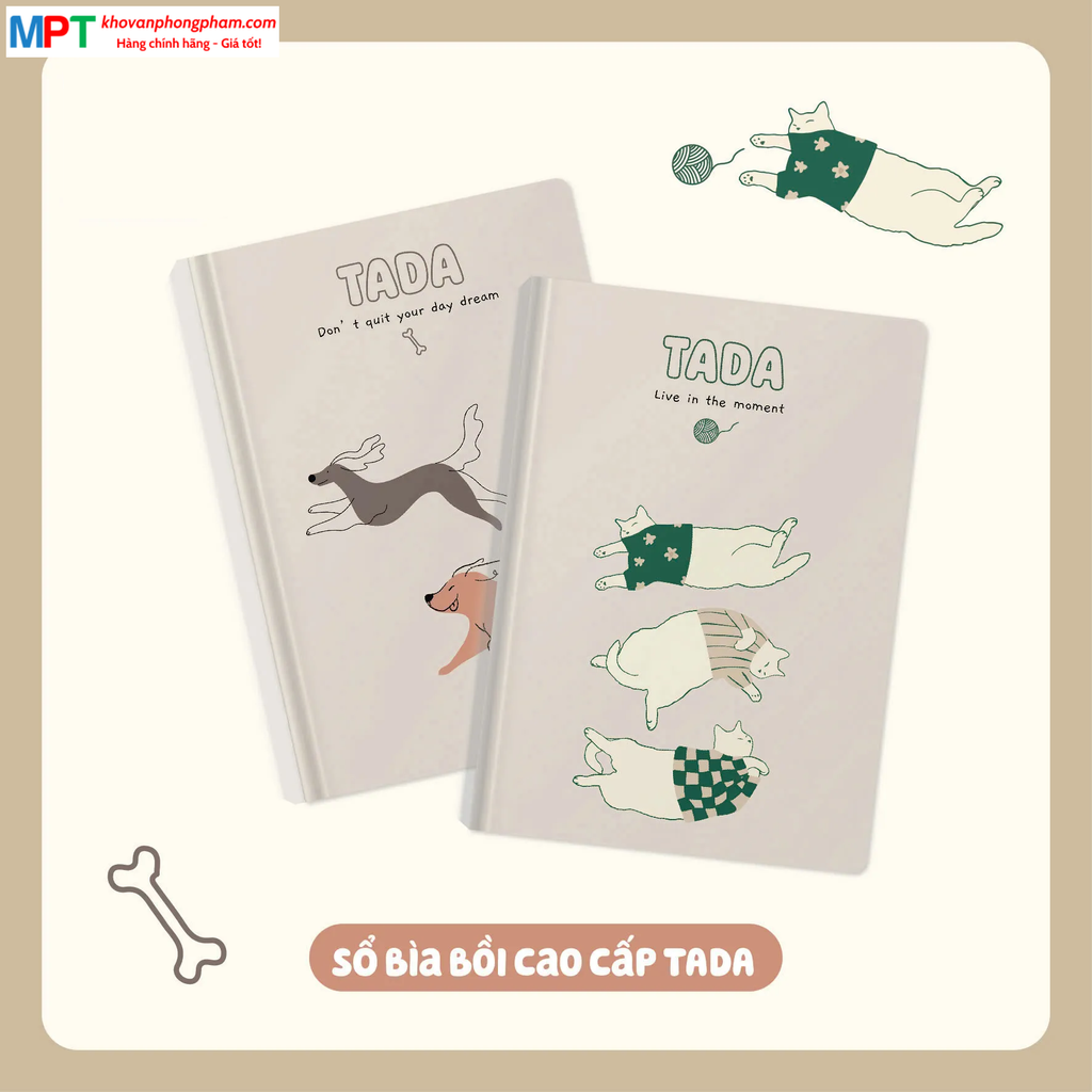 Sổ bìa bồi TADA 6 - 200 trang 8717 - Kích thước 150 x 210mm - Định lượng 80gsm, dòng kẻ ngang