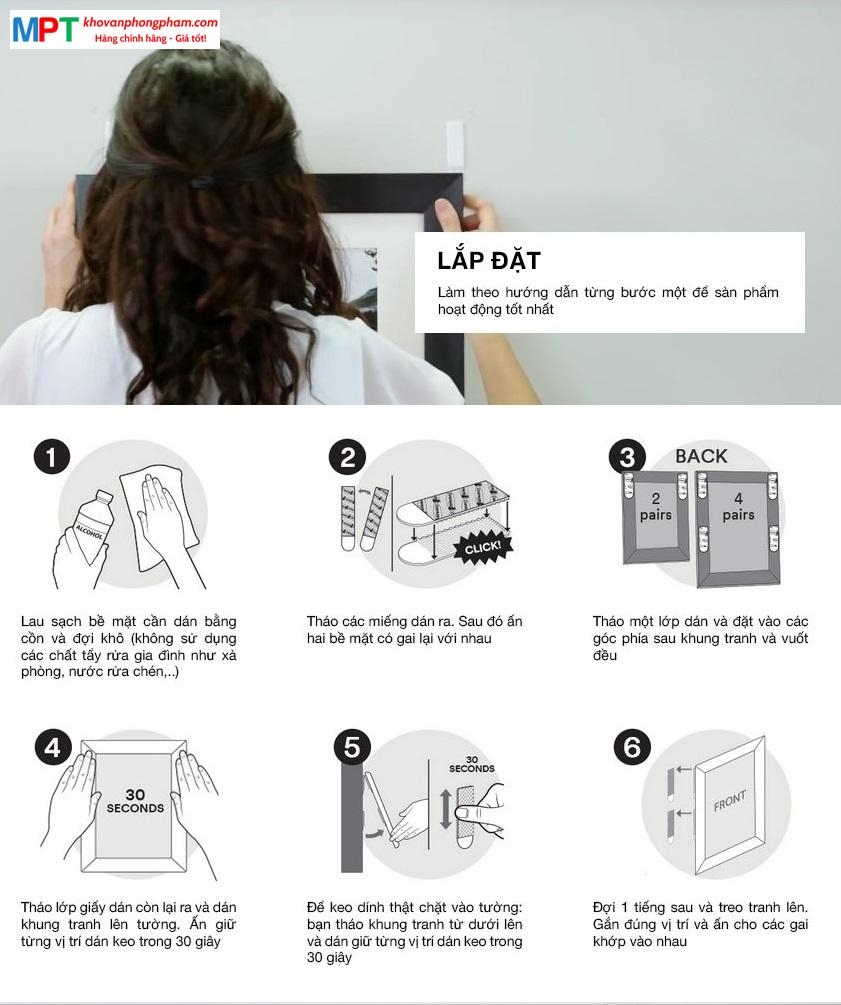 Miếng dán treo tranh 3M Command 17203-ES - Màu trắng, chịu tải 5.4kg - Vỉ 8 miếng vừa, 4 miếng nhỏ (Nhập khẩu bởi 3M Việt Nam)