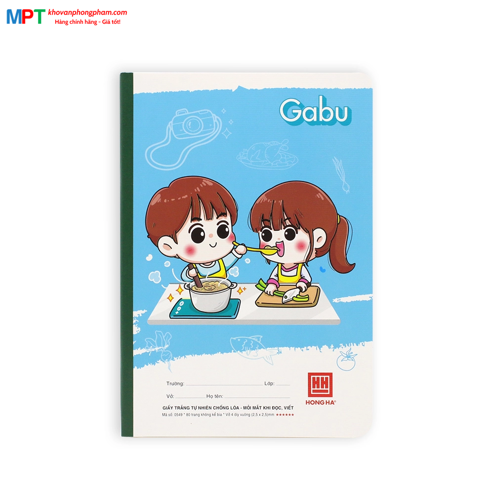 Vở 4 ô ly Hồng Hà 80 trang GABU 0549 - Định lượng 100gsm, giấy vàng chống lóa mỏi mắt - Mua 5 quyển tặng 01 bút chì