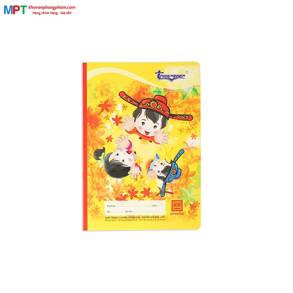 Vở 4 Ô ly Hồng Hà 48 trang Trạng Nguyên 0555 - Định lượng 100gsm, Giấy vàng chống lóa mỏi mắt - Mua 10 quyển tặng 1 bút chì