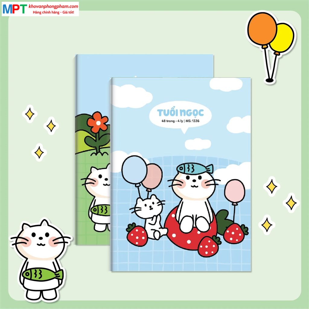 Vở 4 ô ly Hải Tiến 48 trang Tuổi Ngọc 1336 - Định lượng 70gsm - Mua từ 240 quyển chiết khấu 5%