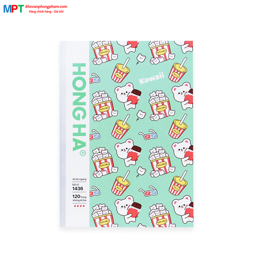 Vở kẻ ngang Hồng Hà 120 trang Study Oringa 1436 - Định lượng 70gsm, giấy chống lóa, mỏi mắt - Mua 10 quyển tặng 1 bút xoá