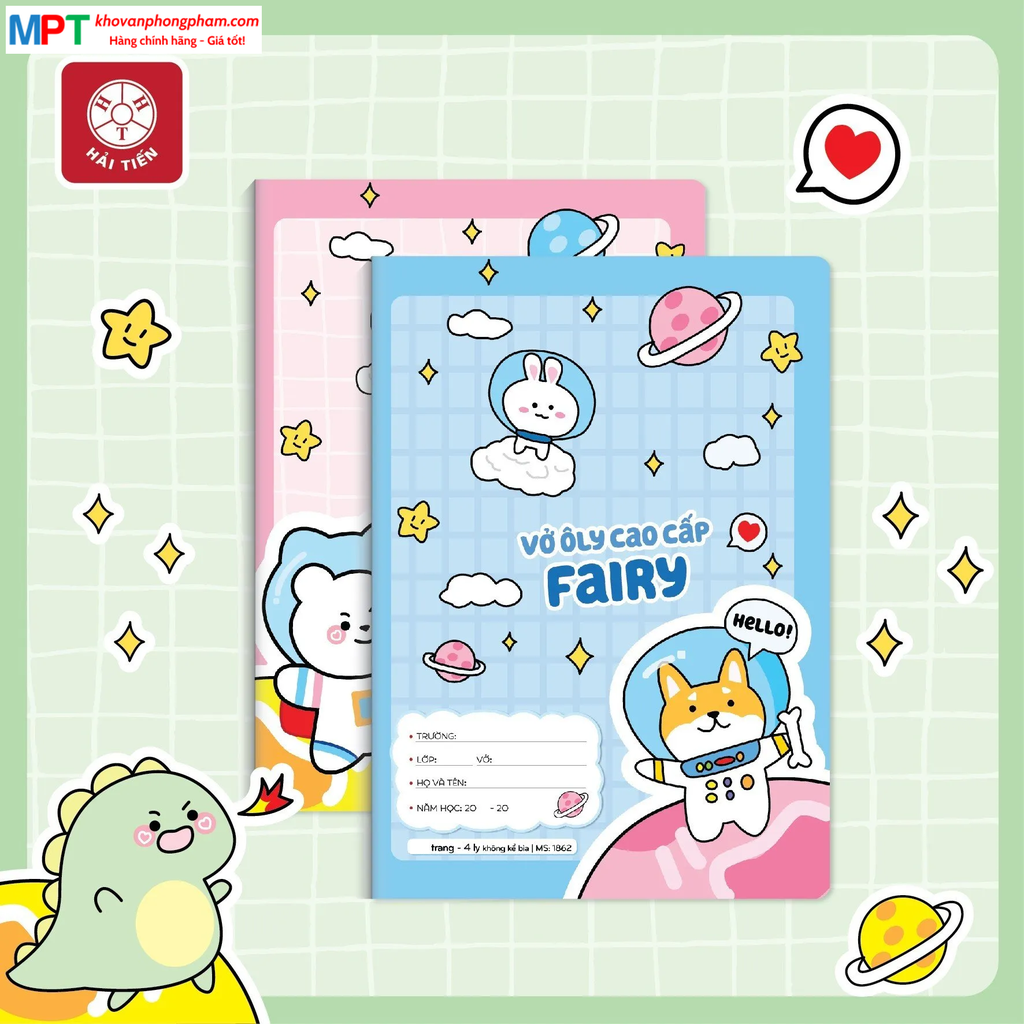 Vở 4 ô ly Hải Tiến 80 trang FAIRY 1879 - Định lượng 100gsm - Mua 05 quyển tặng 1 bút chì