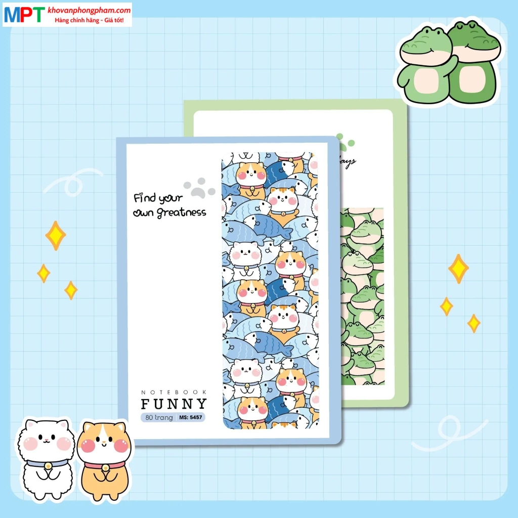 Vở kẻ ngang Hải Tiến 80 trang FUNNY 5457 - Định lượng 70gsm - Mua 10 quyển tặng bút bi hoặc túi Clear