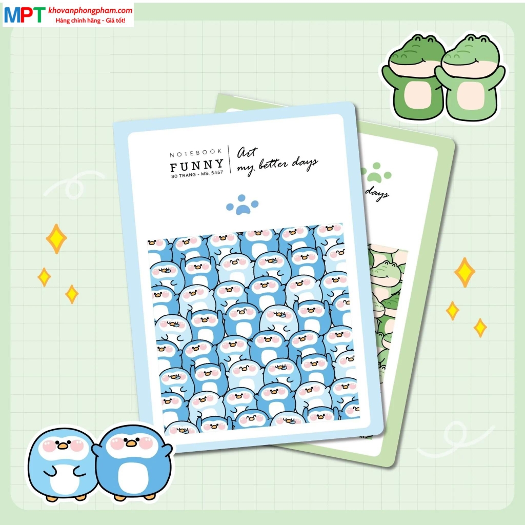 Vở kẻ ngang Hải Tiến 120 trang FUNNY 5464 - Định lượng 70gsm - Mua 10 quyển tặng bút bi hoặc túi Clear