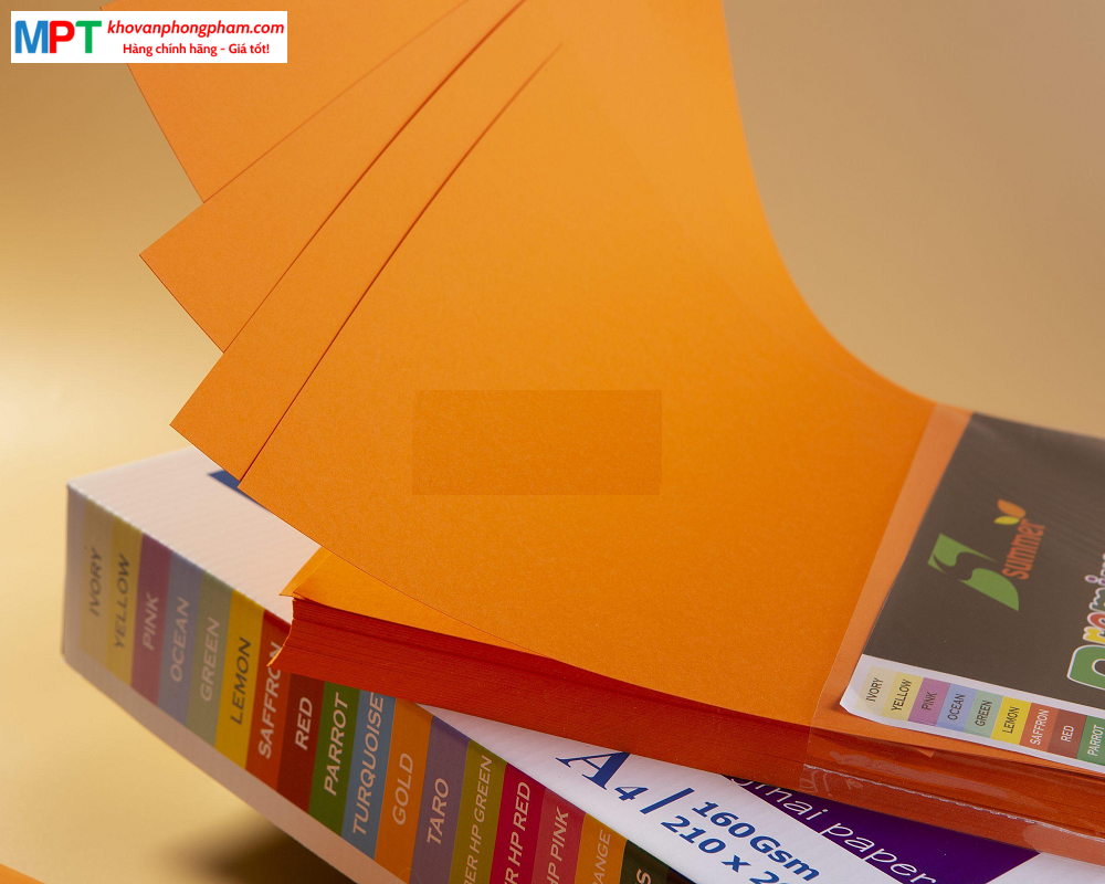 Bìa màu A4 MÀU VÀNG NGHỆ - Định lượng 160gsm - 100 tờ/tập
