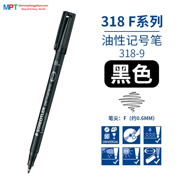 Bút dạ kính STAEDTLER 318 ngòi F 0.6mm - Dùng ghi đĩa CD, hoặc trên các bề mặt như gỗ, nhựa, thủy tinh, kim loại…