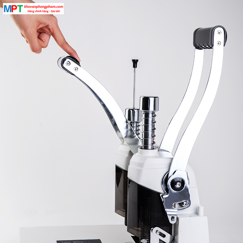 Máy khoan đóng chứng từ Deli 3877A màu trắng