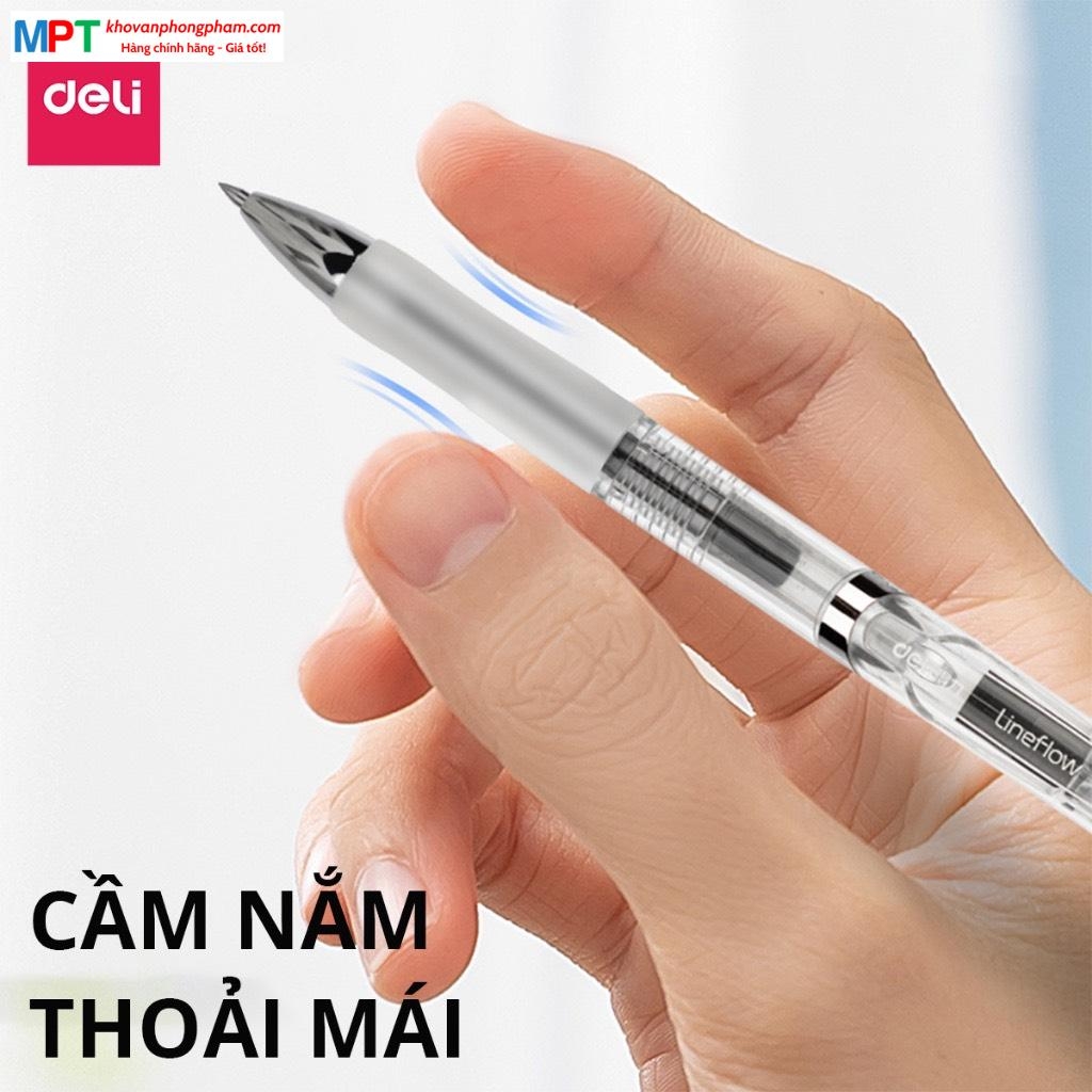 [MUA 10 TẶNG BÚT CHÌ] Bút Gel Deli S101 ngòi 0.5mm - Mực đen, Viết Sổ Calligraphy